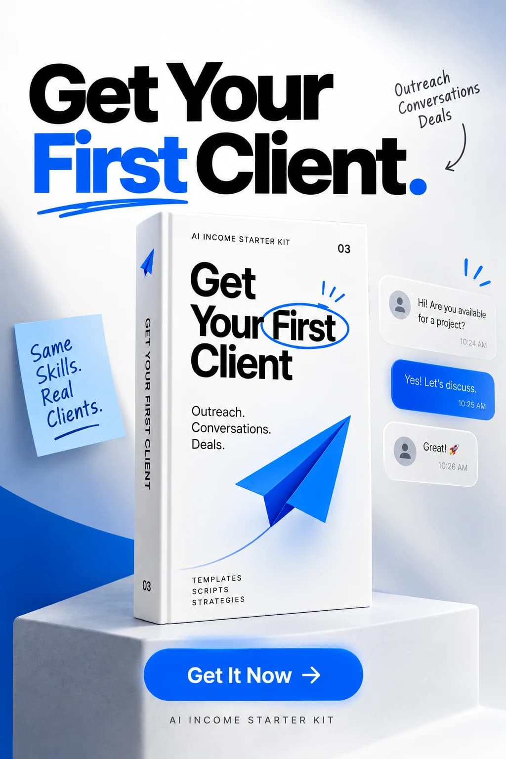 Get Your First Client cover: outreach, conversations, deals